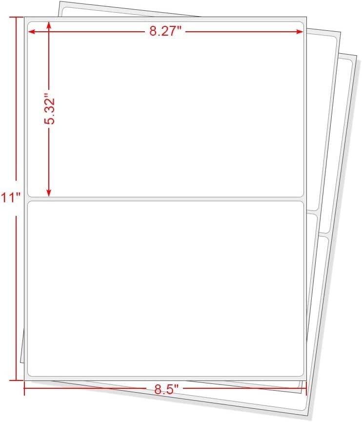 MFLABEL Half Sheet Shipping Labels 2-Pack (1000 Labels) - 8.5"x5.5" Round Corner for Laser/Inkjet Compatible Labels/Free Fragile Stickers - Image 2