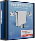 Staples Better Binder, 3 Inch D-Ring, Blue, Reinforced Rubber Spine by Staples