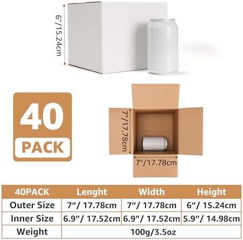 EXYGLO 40 Pack 7x7x6 Shipping Boxes for Small Business, White Corrugated Cardboard Small Box for Packaging, Moving, Mailing, and Storing - Image 2