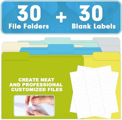 File Folder, HERKKA 30 Pack 1/3 Cut Tab File Folders, Letter Size, Assorted 6 Colors, Colored File Folders Designed for Office and Classroom Use - Image 6
