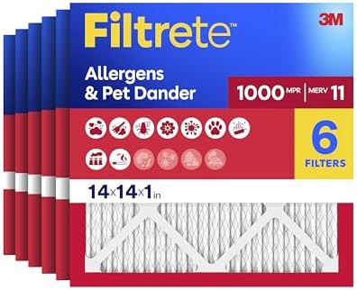 Filtrete 14x14x1 Air Filter, MERV 11, MPR 1000, 6 HVAC Filters by Filtrete
