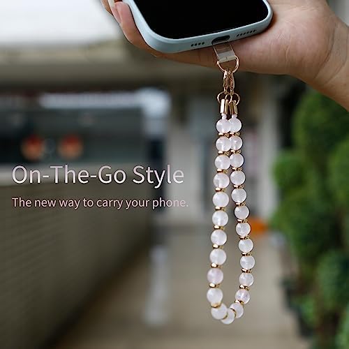 Marble Beaded Phone Wrist Strap for Women, Detachable Design - Image 2