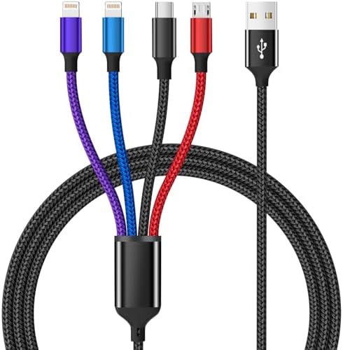 Dual IP 4 in 1 Multi Charging Cable, 1 Pack 5FT USB Charging Cord by Firsting