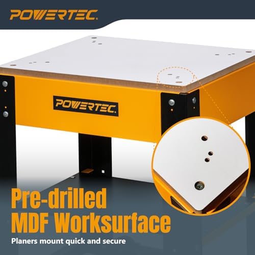 POWERTEC Tool Stand with Wheels, Casters & Melamine MDF Table Top, Power Tool Stand for Miter Saw, Drill Press, Belt Sander, Bench Grinder, Band Saw, Scroll Saw, Planer, Orange (UT1008) - Image 5