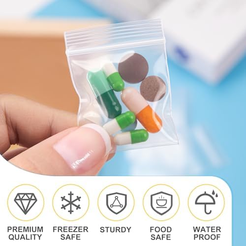 1200Pcs 1.5" x 1.5" Plastic Zip Bags, Clear, 2 Mil - Image 3