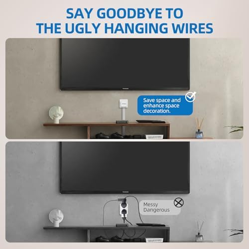TiFFCOFiO 3 Prong Flat Plug Outlet Strip, 12 Feet Extension Cord, 6 FT on Each Side, 3 Grounded Outlets with Mounting Holes, 13A/1625W, 16 AWG (Twin Outlets, 6FT) - Image 5