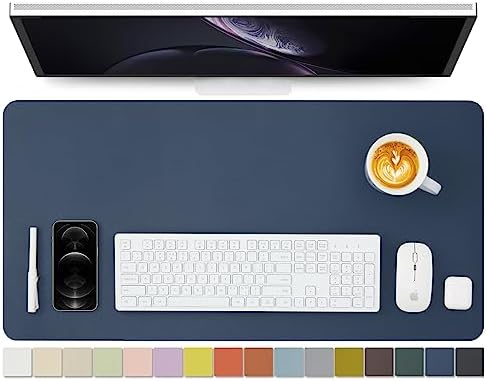 Leather Desk Mat - Non-Slip PU Desk Pad for Office and Home - Desk Organization and Accessories - Ideal for Large Mouse Pad and Desk Mats on Top of Desks (Dark Blue,31.5"x 15.7") by HOMIEAZICOZI