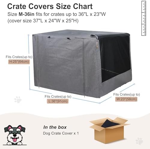 HiCaptain 36-Inch Dog Crate Cover with Mesh, Waterproof Kennel Cover, Grey - Image 6