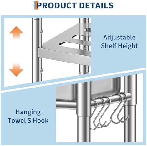 GarveeTech Commercial Stainless Steel Utility Sink with Faucet, Freestanding Laundry Sink with Adjustable Legs, Storage Shelf, Hooks, Backsplash, Hot & Cold Water for Kitchen, Garage, Outdoor, Farm - Image 4