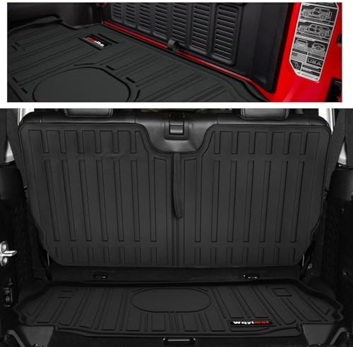 Custom for 2007-2018 Jeep Wrangler JK 2 Door Floor Mats & Trunk Cargo Liner & Backrest Mat TPE All Weather Car Liners Accessories (for 2007-2018 Jeep Wrangler JK 2 Door Full Set) - Image 3
