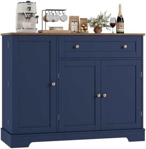 HOSTACK 41" W Kitchen Sideboard Buffet Cabinet, Small Coffee Bar, Blue - Image 7