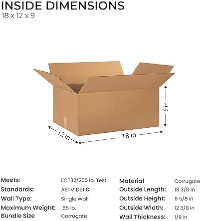 (18 x 12 x 9) - (25 Pack) Corrugated Cardboard Boxes for shipping and moving up to 65 lbs - Image 2
