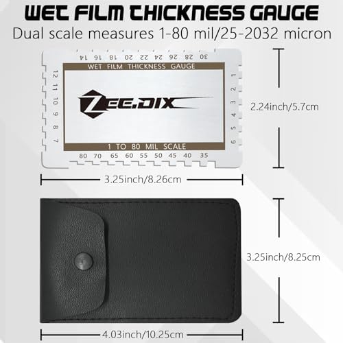 ZeeDix Stainless Steel Metal Wet Film Thickness Gauge Comb, 1-80 Mil Scale, Dual Scale Step and Notched Gauge Thickness Tool for Paints Resins - Image 2