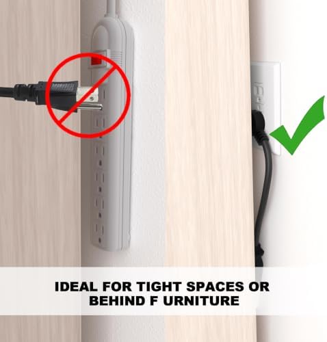 POWGRN 6FT 14/3 Black Flat Plug Extension Cord, Low Profile Indoor - Image 5