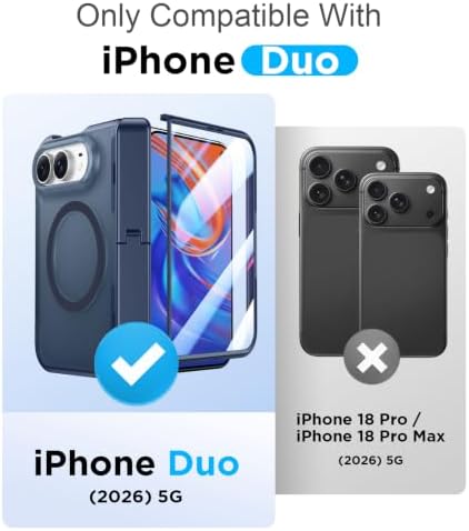 Temdan Magnetic for iPhone Duo Case Ultra Fold with Hidden Stand, Blue - Image 2