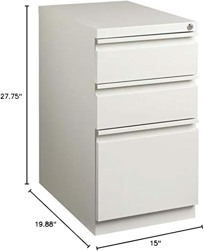 Scranton & Co 3-Drawer Modern Metal Mobile Pedestal File Cabinet in Light Gray - Image 2