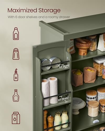 VASAGLE Pantry Cabinet, Freestanding Tall Cupboard with a Drawer - Image 4