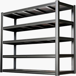 5 Tier Storage Shelves, 65" W Garage Shelving Heavy Duty Metal Adjustable Garage Shelves, Shelving Units Industrial Shelving for Warehouse, 65" W x 20" D x 84" H,Black by SKZNSA