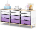 TOOLF 12 Drawers Storage Cabinet with Wooden Top and Plastic Bins,Purple by TOOLF