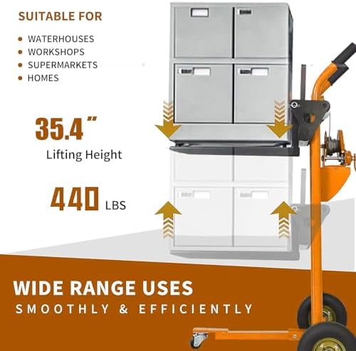 Tory Carrier Winch Stacker Material Lift Dolly 440lbs 35.4" Max Lift - Image 3