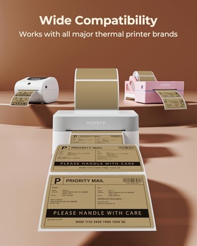 MUNBYN 4x3 Thermal Labels, 500 Sheets/1 Roll, Brown - Image 3