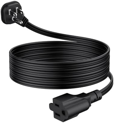 6Ft Flat Plug Short Extension Cord, 90-Degree Plug Low Profile Power Adapter, 3-Prong Indoor Grounded Small Extension Cord Black 16AWG 13A 1625W 1 Pack by LitStar