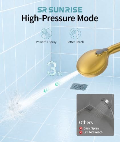 SR SUN RISE Filtered Shower Head with Handheld High Pressure 9 Spray Mode Showerhead Detachable Shower Head Water Softener Filters Beads for Hard Water Remove Chlorine 1 Filter Gold - Image 6