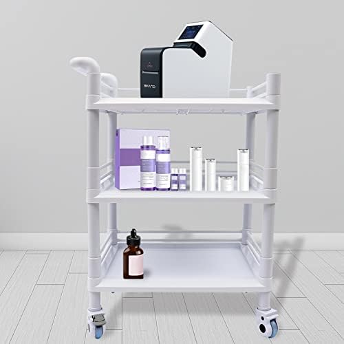 3 Tier Rolling Medical Storage Shelves Rack with Wheels - Beauty Salon SPA Medical Rolling Cart with 360 Silent Swivel Wheels - Image 5