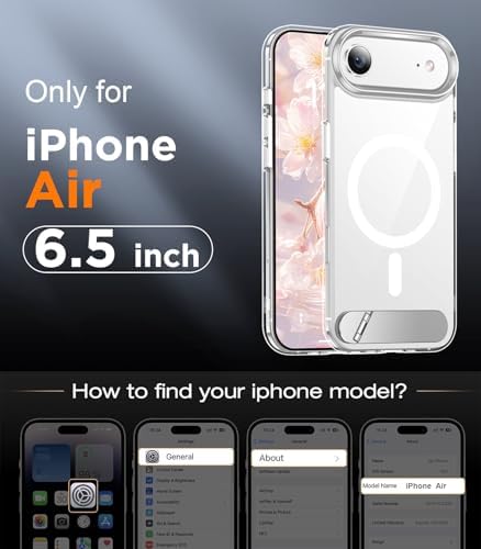 Temdan Designed for iPhone Air Case, [Built-in Invisible Kickstand][Compatible with MagSafe][Military Grade Shockproof] Slim Thin Phone Case 6.5 inch (Clear) - Image 2