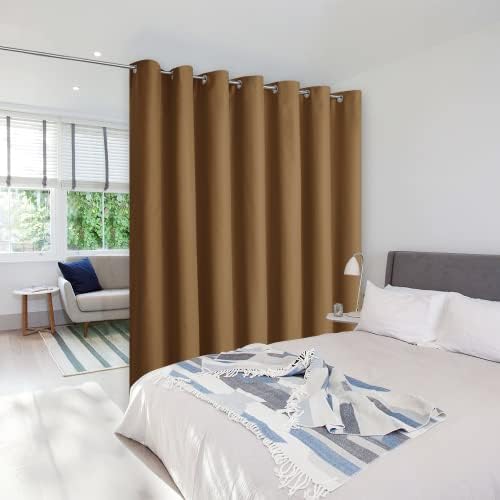 NICETOWN Gold Brown Wall Curtains for Sliding Glass Door, 84 inch Long, Grommet Single Curtain, Sound Reducing Blackout Curtains for Bedroom/Doorway Living Cabin (1 Panel, 8.3ft Wide by 7ft Long) by NICETOWN