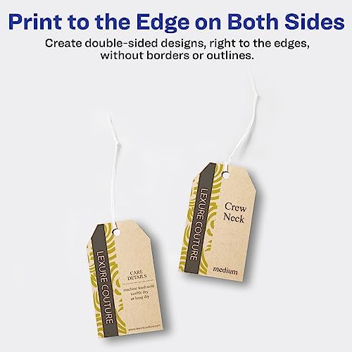Avery Kraft Brown Banner Tags, Sure Feed Technology, 2" x 3.5", Laser/Inkjet Printable, 64 Total, Strings Included, Also Great for Gifts and Favors (80516) - Image 3