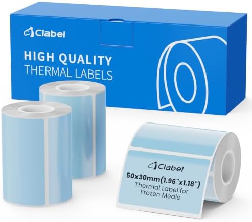 CLABEL 3 Rolls 50x30mm Ice Blue Low Temp Labels, 690ct for Small Business by CLABEL