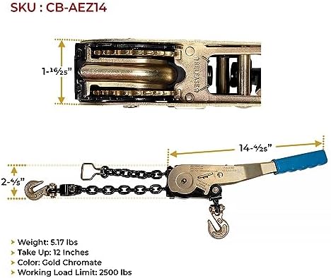 2 Pack Grade 70 1/4" Chain & Easy Binder Kit - (2) 1/4"-5/16" Easy Ratcheting Chain Load Binder & (2) 1/4" x 20' G70 Transport Chain w/Grab Hooks - 2500 lbs WLL for Truck Trailer Tie Down - Image 2