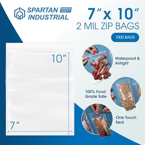 7” X 10” (1000 Count) 2 Mil Clear Reclosable Zip Plastic Poly Bags - Image 2