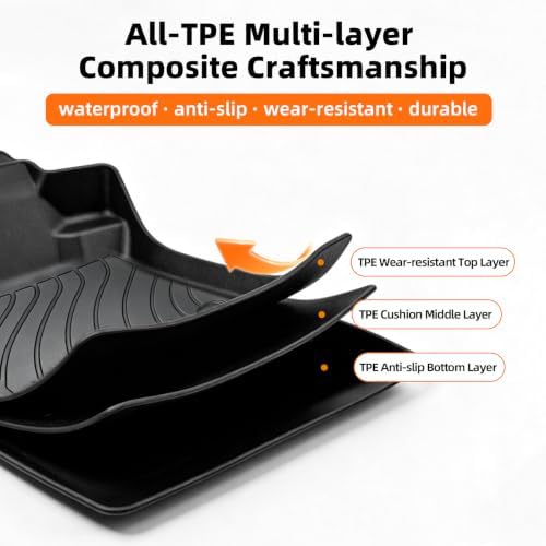 Joruoo-Floor Mats & Cargo Liner for 2024-2026 Chevy Equinox EV (Not Fit Gasoline), TPE All-Weather Heavy Duty TPE Floor Liners Full Coverage Automotive for Chevrolet Equinox EV Accessories - Image 3