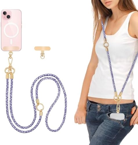 Crystal Phone Strap Crossbody Phone Lanyard Neck, Purple by FUAHXYESFashionPhoneLayeredJewelry