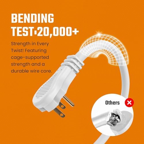 Flat 3-Outlet Extension Cord 25 Ft for Indoor Use by Bindmaster- UL-Listed 3-Prong Multi Extension Wire- Space-Saving Flat Angled Extension Cord (1 Pack) - Image 5