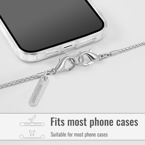 MOUTAKEY Metal Cell Phone chain Crossbody Phone lanyard with 2 Tether Tabs Detachable iPhone Chain Crossbody Strap,Non-rusting,Solid,iPhone Lanyard for Women Girls Travel Shopping Party Camping - Image 3