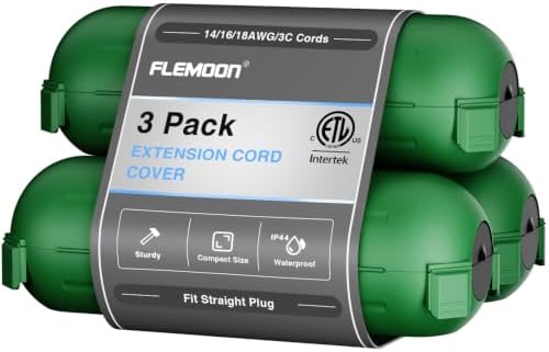 [3 Pack] Flemoon Outdoor Extension Cord Safety Cover with Waterproof Seal by FLEMOON