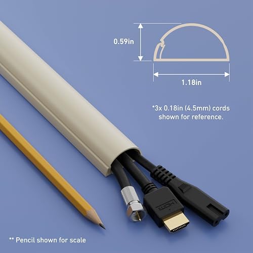 D-Line 157in Cord Cover Kit, Self-Adhesive Wire Hiders, Paintable Cable Raceway to Hide Wires on Wall, Electrical Cable Management - 10x 15.7 Lengths & 19 Accessories - 1.18" (W) x 0.59" (H) - Beige - Image 4