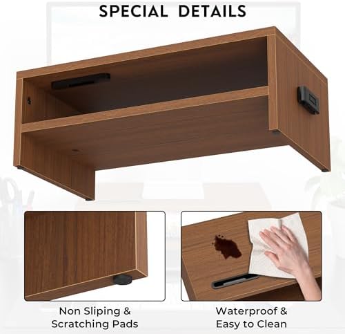 BONTEC Wooden Monitor Stand Riser for Desk, 2-Tier Computer Monitor Stand - Image 7