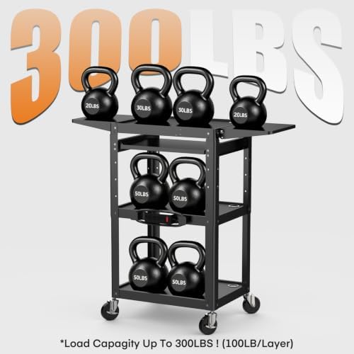 All-Steel Rolling AV Cart with Adjustable Height & Built-in Power – Heavy-Duty Media Workstation with Drop-Leaf Shelves & Wheels for Projectors, Laptops, Printers – Classroom, Office & Studio, Black - Image 4