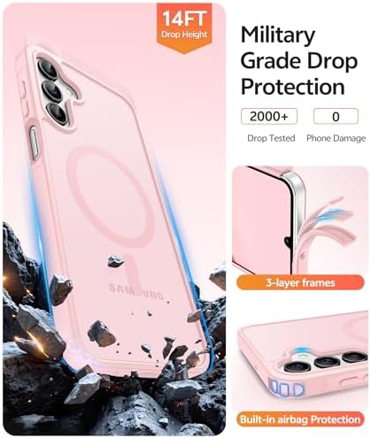 FNTCASE for Galaxy A15 5G Phone Case, Screen Protector, Light Pink - Image 5