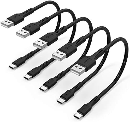 6 inch Short Fast Charging Cord, 5 Pack Durable USB A to USB Type C 3A Cable for Charging Station Compatible with Samsung Galaxy Note 9 10 S10 S20 S30 OnePlus 7T 8T LG V30 V40 by Umefly+