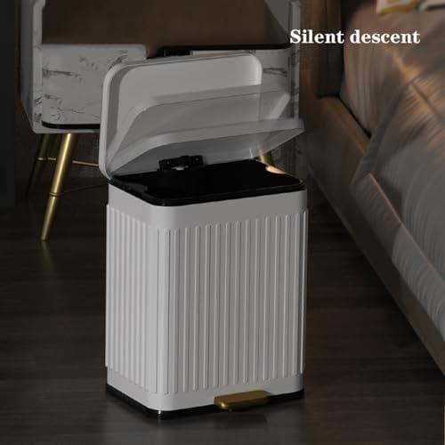 Stylish Stainless Steel Smart Trash Can with Soft Close Lid Step Open Pedal Fingerprint Proof Retro Design 6/13 Liter Capacity Bathroom Wastebasket (Orange) - Image 5