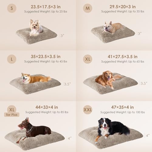 EHEYCIGA Fluffy Dog Crate Bed, Plush XX Large Dog Pillow, Taupe - Image 3