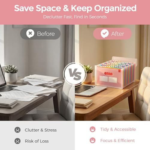 SKYDUE Accordion File Organizer with 26 Pockets & Label Stickers, Expanding File Folders Fit for A4 & Letter Size Paper, Multi-Functional Document Organizer for Home & Office File Management - Image 6