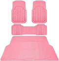 CAR PASS Floor Mats for Cars M-L Size, Heavy Duty Rubber Floor Mats with Trunk Cargo Liner, Universal Trim-to Fit Automotive Floor mats for Truck Van SUV Waterproof All Weather Car Mats All Pink by CARPASS