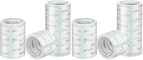 Amazon Basics 2.83 Inch Wide Packing Tape, Fits 3-Inch Dispensers, Crystal Clear, Low Odor, for Moving, Storage, Shipping and Sealing Boxes, 54.6 Yards, 12-Pack by AmazonBasics