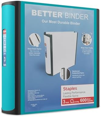 Staples Better Binder, 3-Inch 3-Ring View, Light Blue, 2-Pack by Staples